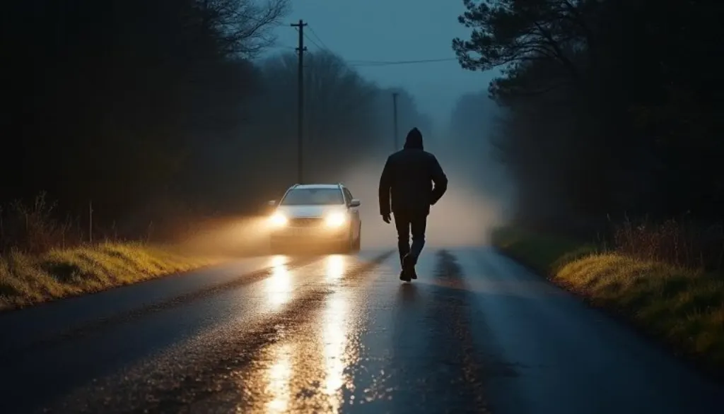 une promenade nocturne en dordogne tourne au drame : un piéton gravement blessé après avoir été heurté par une voiture sur une route départementale. les circonstances de l'accident sont en cours d'investigation.