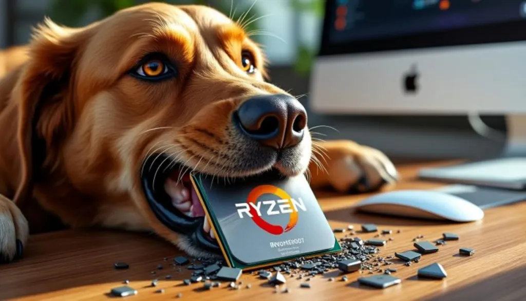 un chien affamé dévore un processeur amd neuf : découvrez la surprenante réaction et solution offerte par le service client face à cet incident insolite.