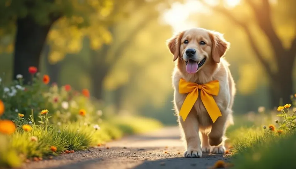 découvrez la signification du ruban jaune porté par mon chien, un symbole d'espoir pour des promenades respectueuses et empreintes de compréhension entre tous.
