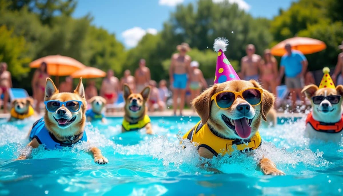 Une première inédite à Billère : la fête canine dans la piscine municipale, une ‘dog pool party’ mémorable !