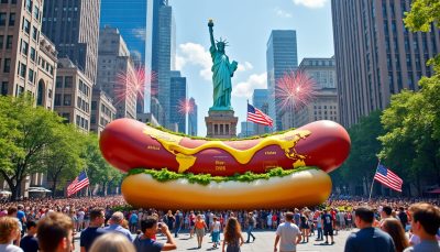 découvrez à manhattan un hot dog géant unique qui célèbre avec humour les 250 ans d'histoire américaine, alliant culture et gastronomie dans une expérience inoubliable.